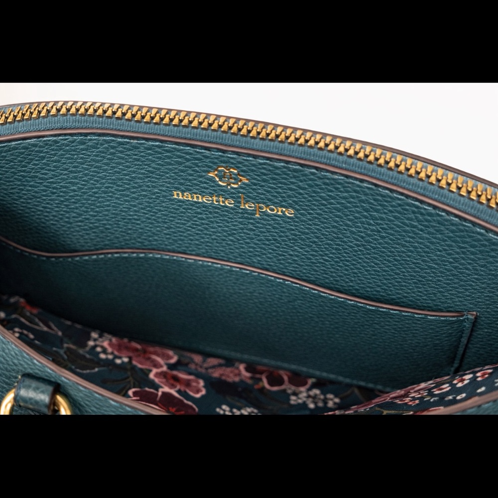 Nanette Lepore Dark Green Asahi Triple Section Shoulder Bag Like New - Picture 3 of 4